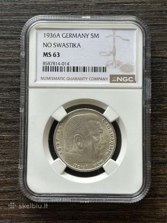 Vokietija 5 Markes 1936 Ngc Ms63
