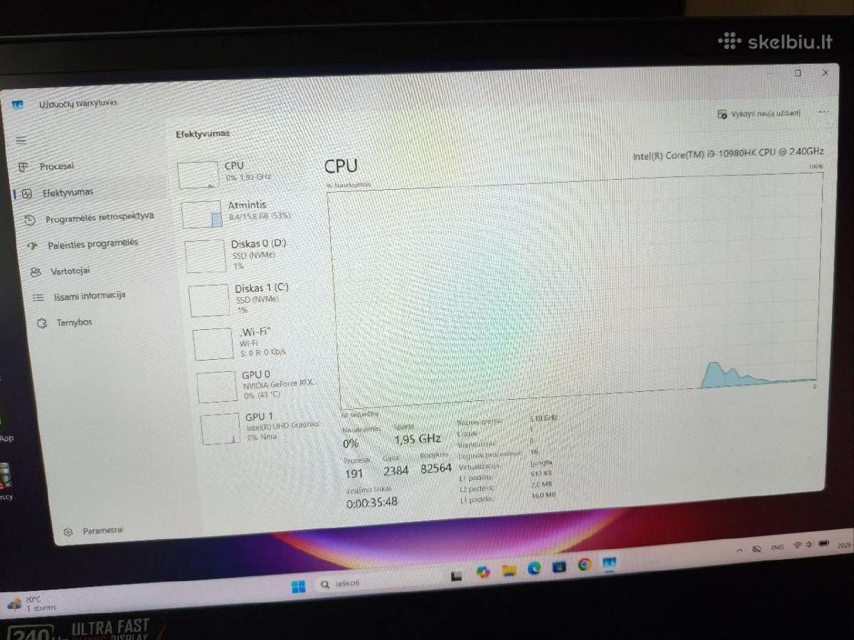 Msi Ge66 Raider i9-10980hk Rtx 2070 - nuotraukos Nr. 9