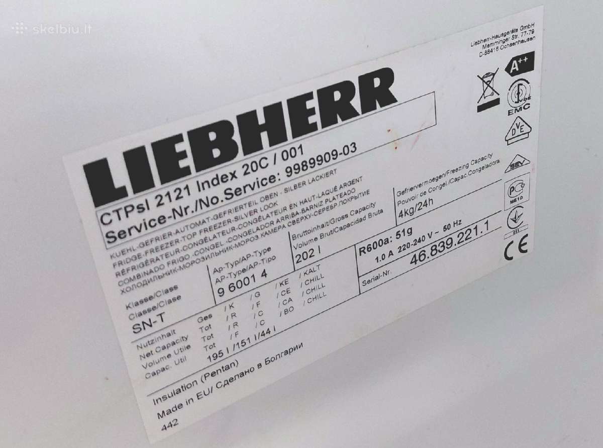 Šaldytuvas su šaldikliu Liebherr Ctp 2121