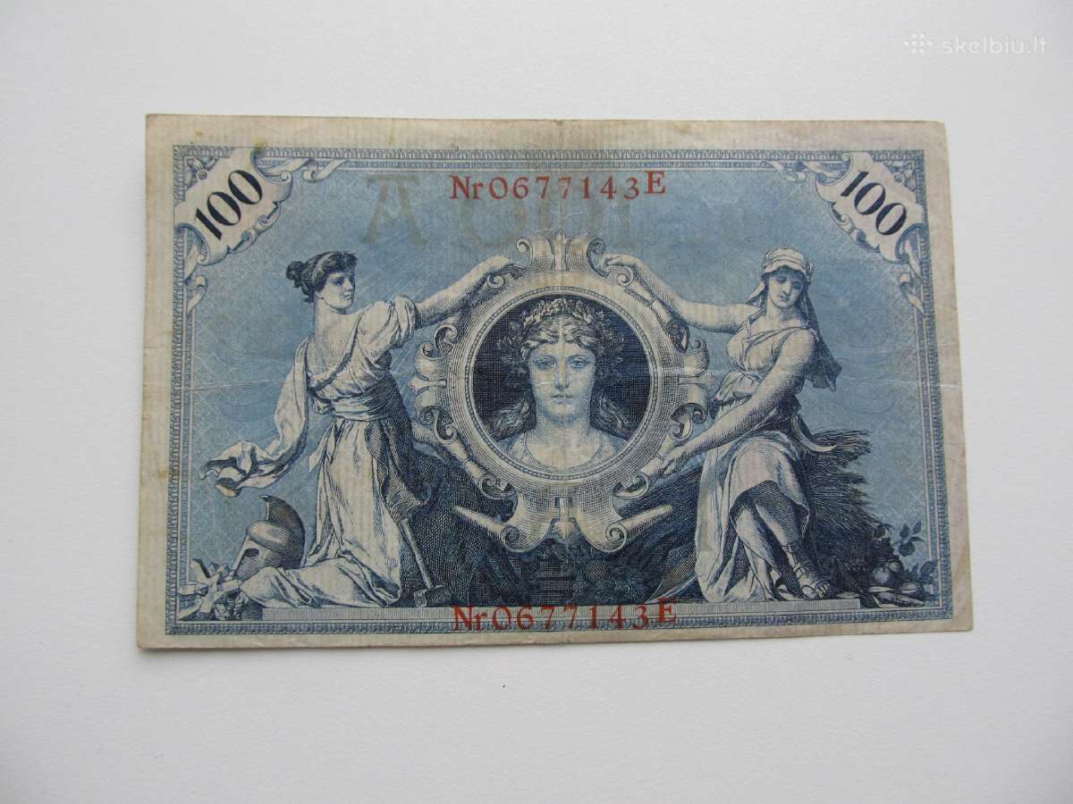 100 mark , Vokietija , 1908 žalias,raudon štampas - nuotraukos Nr. 4