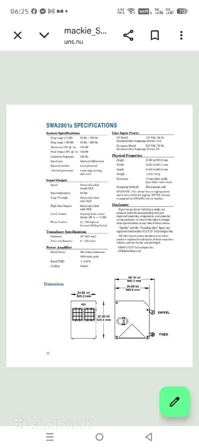 Aktyvus subas Mackie swa2801z - nuotraukos Nr. 6