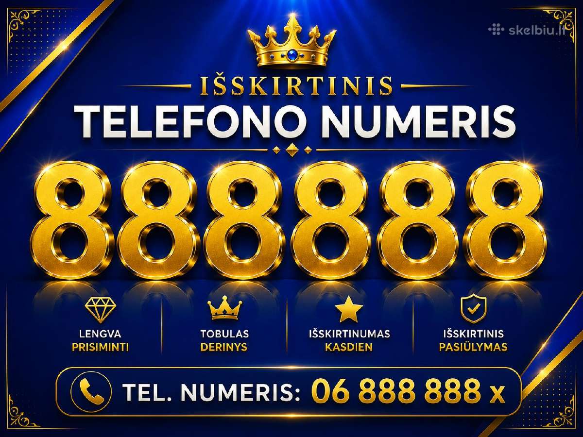 Įsimintinas VIP numeris 06 888 888 x