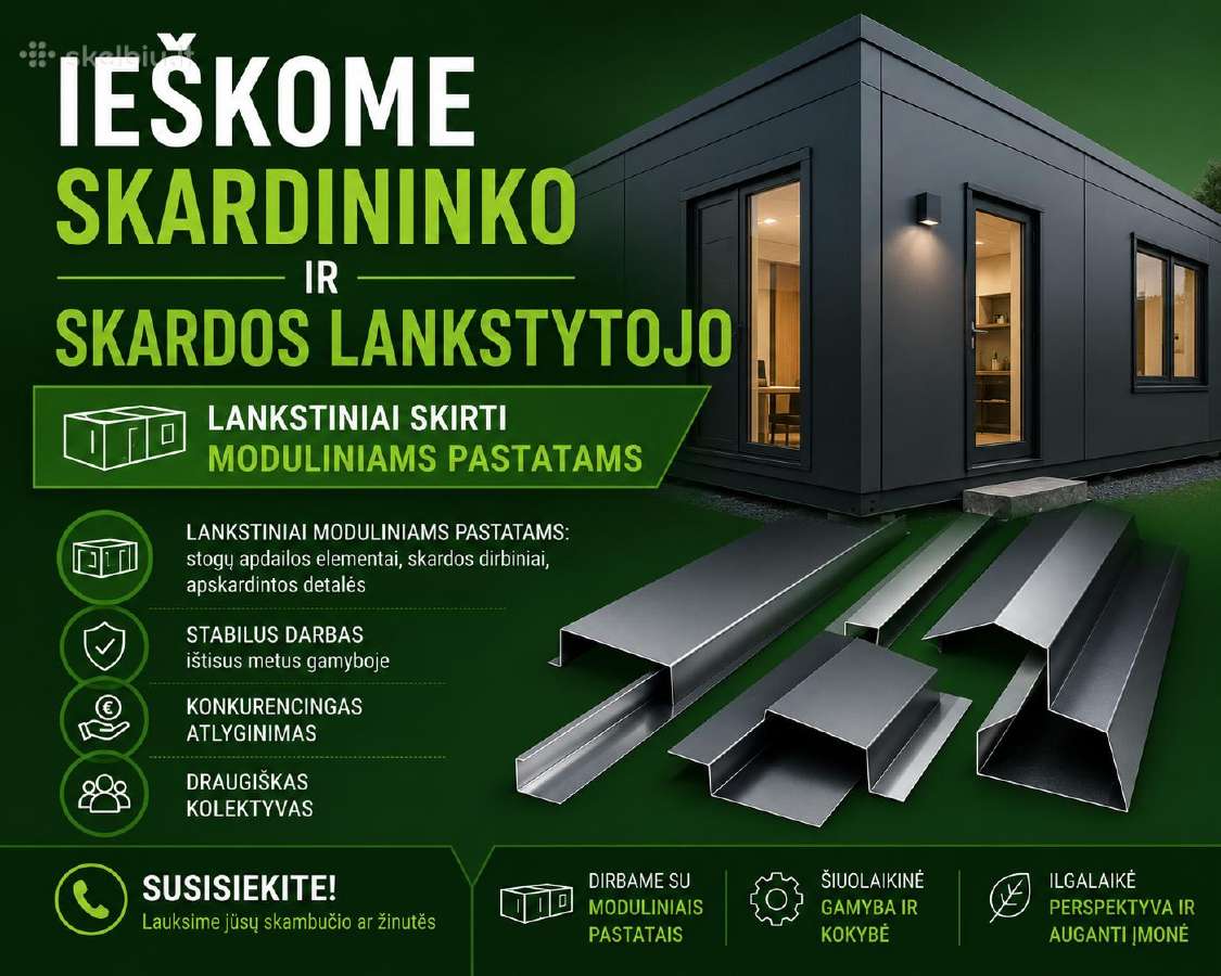 Ieškome skardos lankstytojo ir skardininko Vievyje