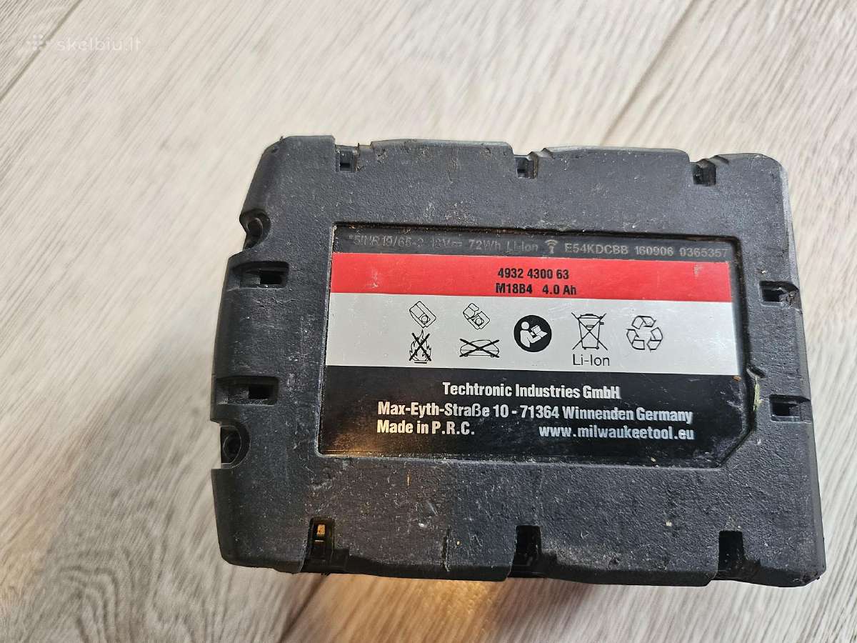 Milwaukee 4ah akumuliatorius - 30 Eur orginalus - nuotraukos Nr. 3