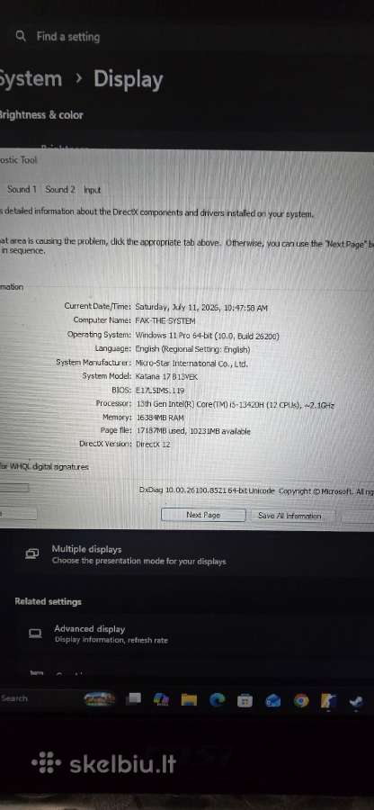 Msi katana 17 b13v, garantija - nuotraukos Nr. 2