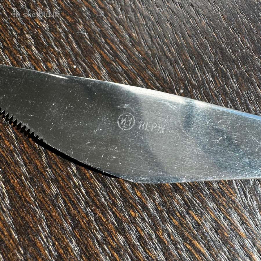 Vintažinis stalo peilis su juoda bakelito rankena - nuotraukos Nr. 2