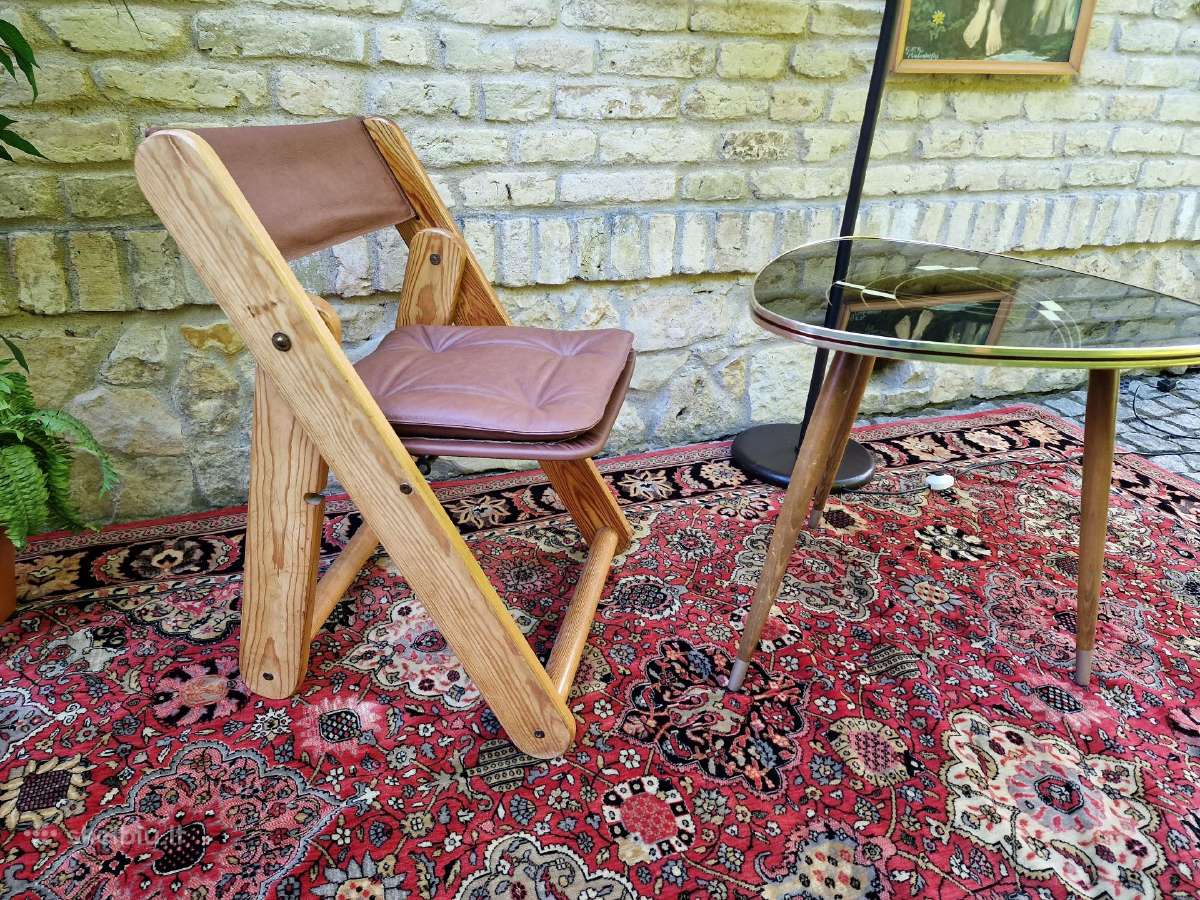 Vintažinė mid century autorinė sulankstoma kėdė - nuotraukos Nr. 7