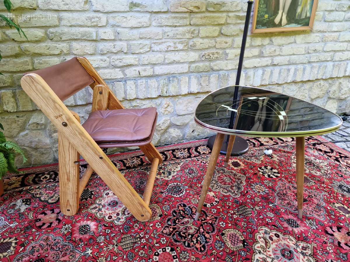 Vintažinė mid century autorinė sulankstoma kėdė - nuotraukos Nr. 11