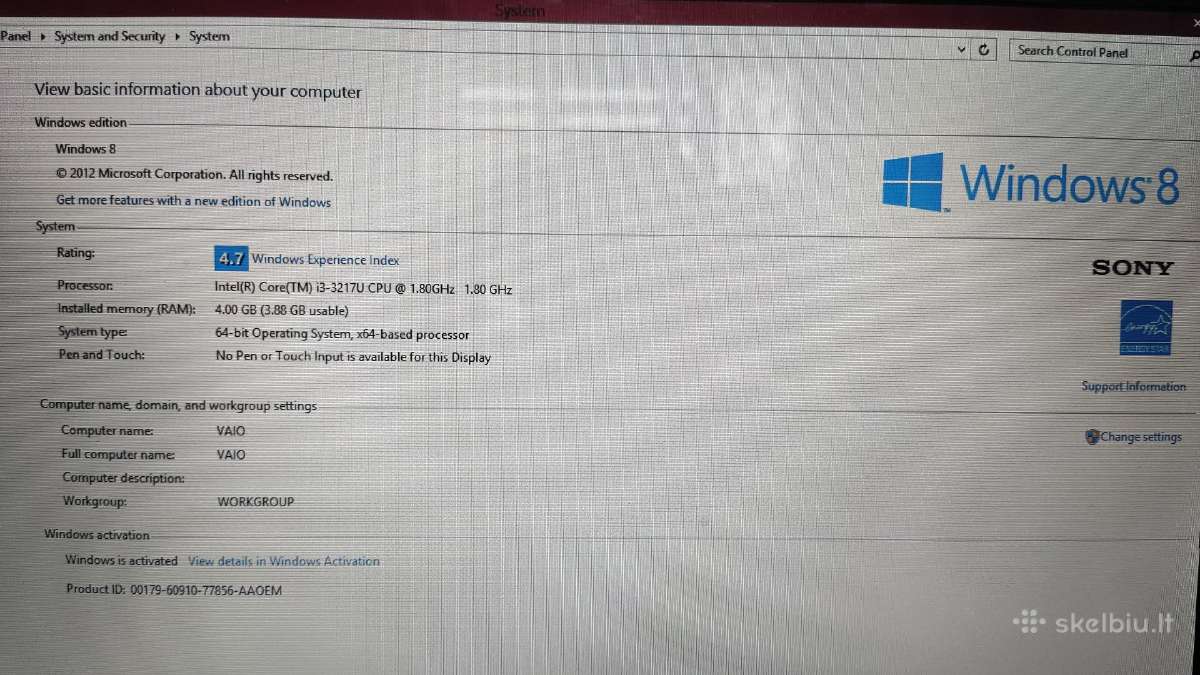Sony Vaio Svf1521g6ew 15.5" su Nvidia GT 740m - nuotraukos Nr. 7