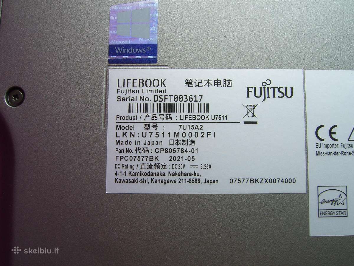 Fujitsu U7511, i5-1135g7/16/512/15,6"fhd Ips - nuotraukos Nr. 5