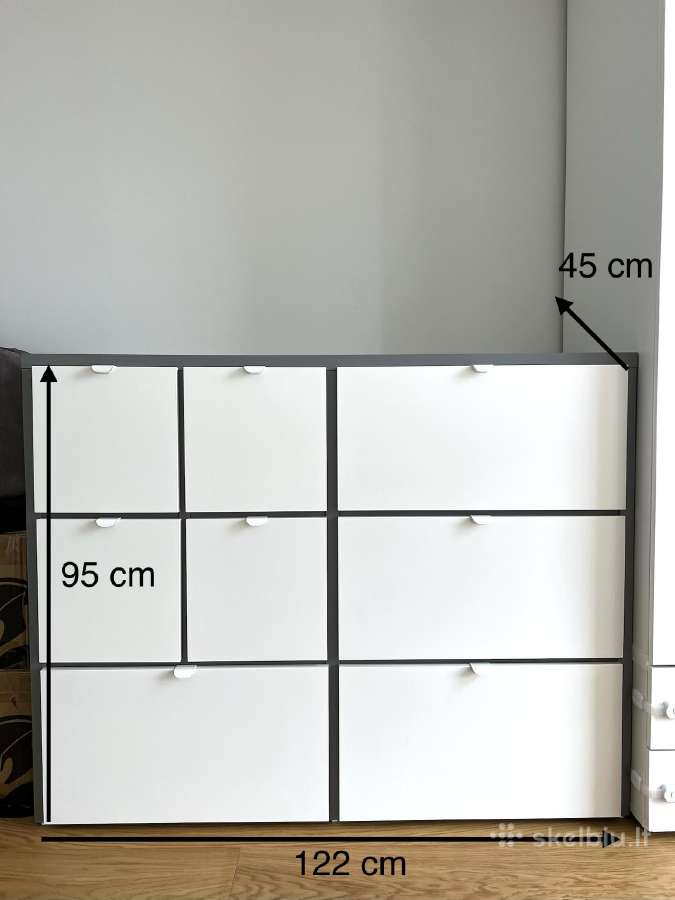 Pilkai balta Ikea komoda