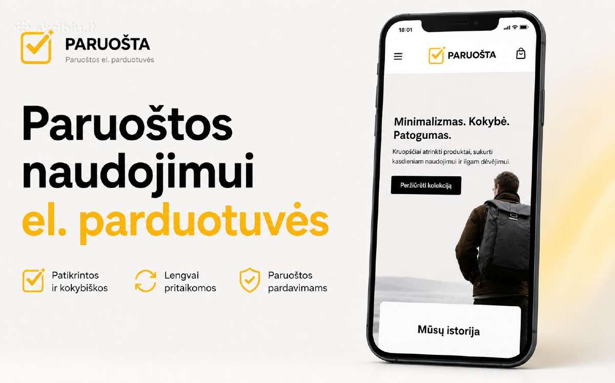 Paruošta el. parduotuvė per 24 val. Nuo 299 €