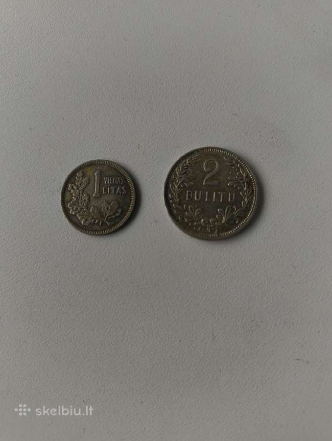 1 litas . 2 litu 1925 m - Originalai. Sidabras,