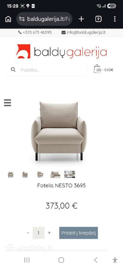 Fotelis Etap sofa Nesto Pilkas - nuotraukos Nr. 7