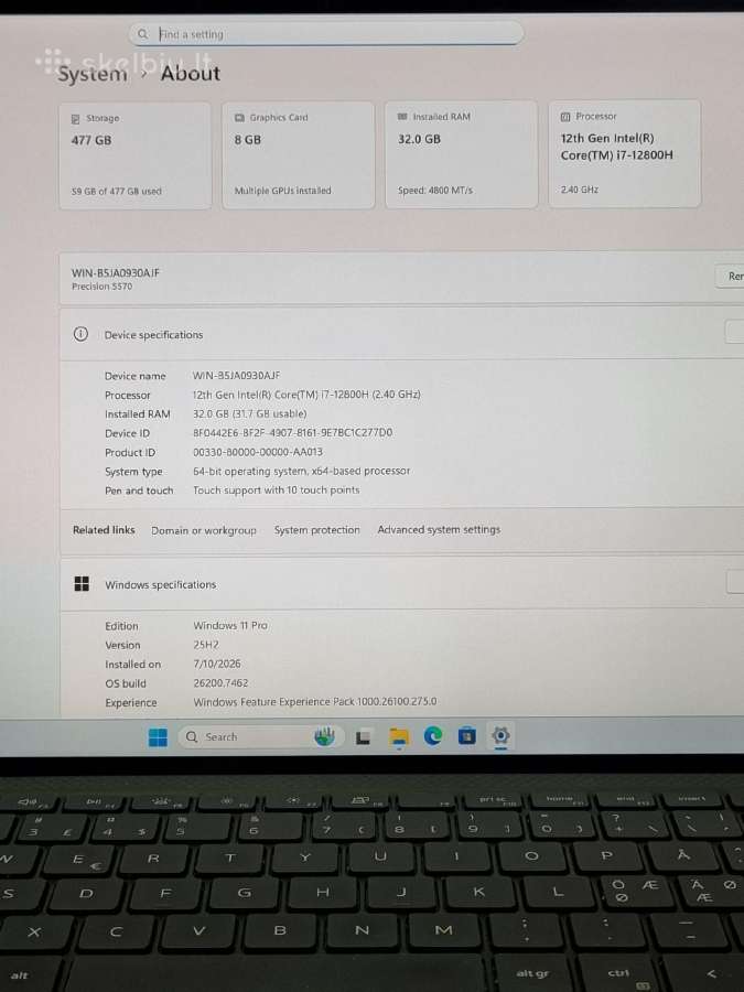 Dell Precision 5570 Rtx A2000 4k - nuotraukos Nr. 8