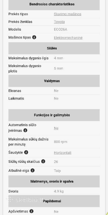 Siuvimo mašina Toyota Eco26a - nuotraukos Nr. 18