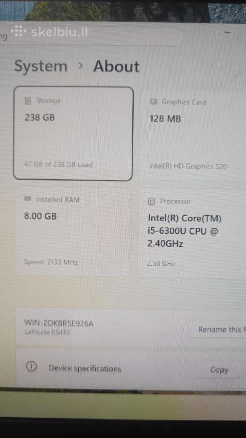 Dell E5470 i5 SSD - nuotraukos Nr. 3