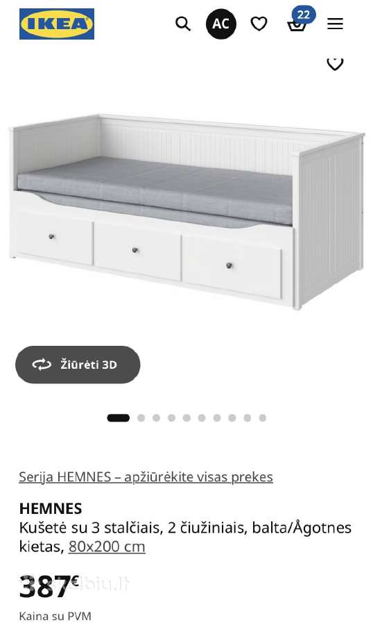 Ikea Hemnes sofa-lofa/kušetė