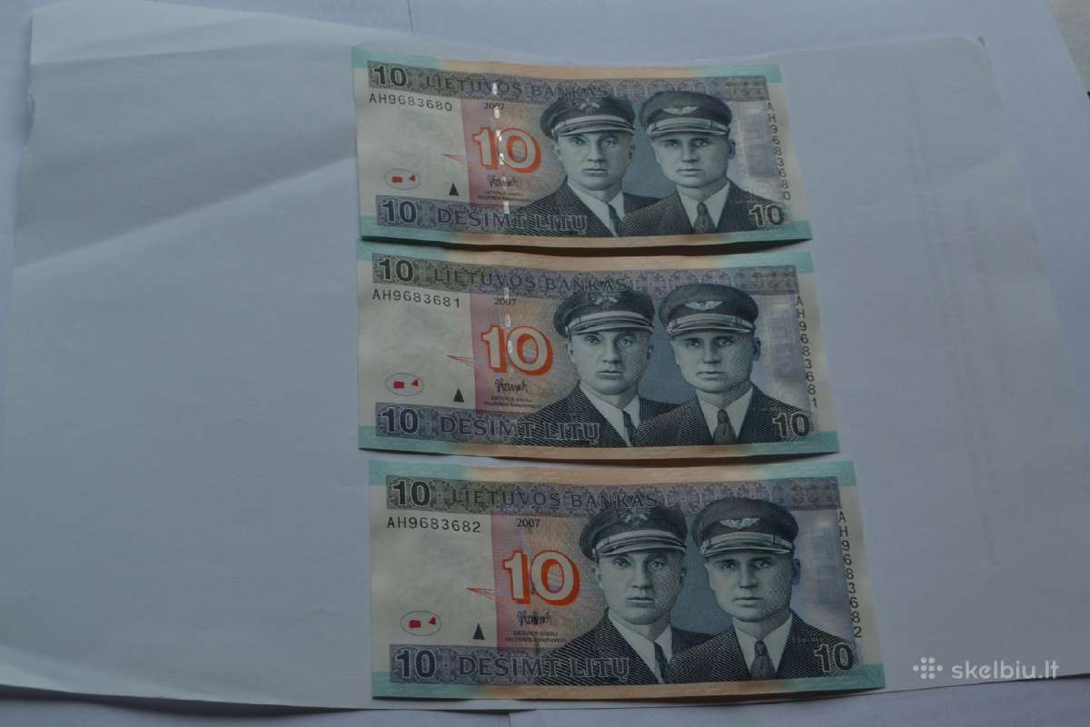 10 litu 2007 metu Unc,numeriai is eiles