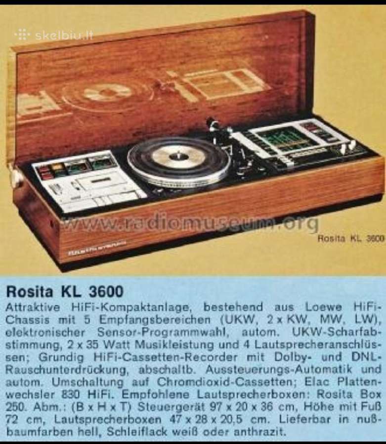 Plokštelių grotuvas Kl3600 elac 830 rosita stereo - nuotraukos Nr. 10