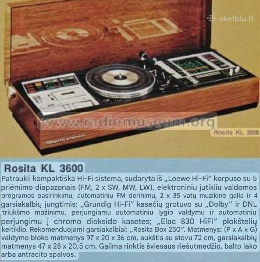Plokštelių grotuvas Kl3600 elac 830 rosita stereo - nuotraukos Nr. 11
