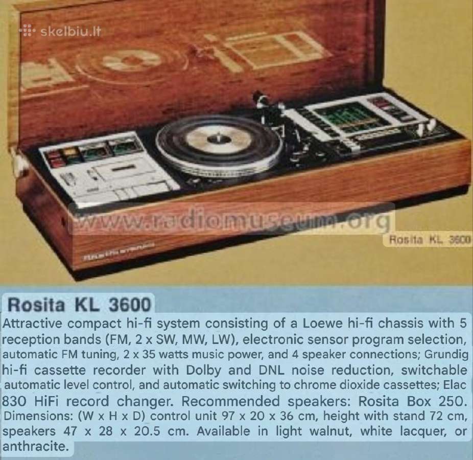 Plokštelių grotuvas Kl3600 elac 830 rosita stereo - nuotraukos Nr. 12
