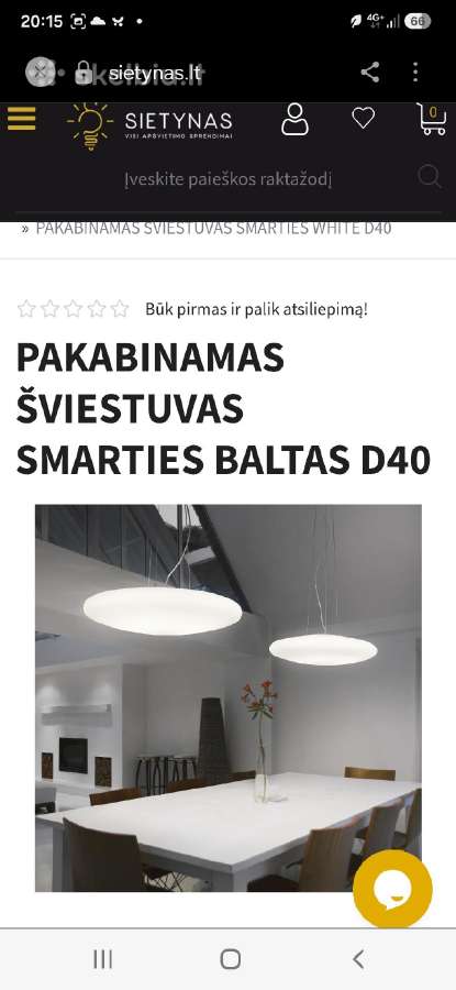 Pakabinamas Šviestuvas Smarties Baltas D60 - nuotraukos Nr. 3
