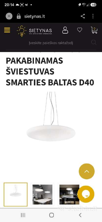 Pakabinamas Šviestuvas Smarties Baltas D60 - nuotraukos Nr. 4