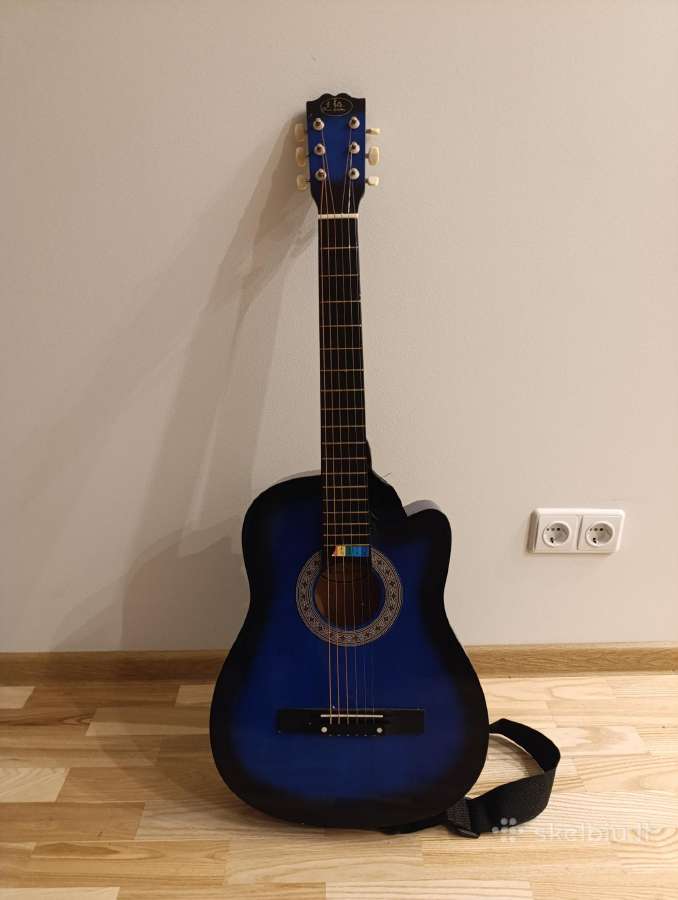 Mėlyna gitara pradedančiajam (su dėklu)