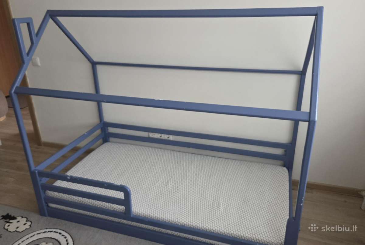 Lova - namelis su Lonas 80x160 čiužiniu