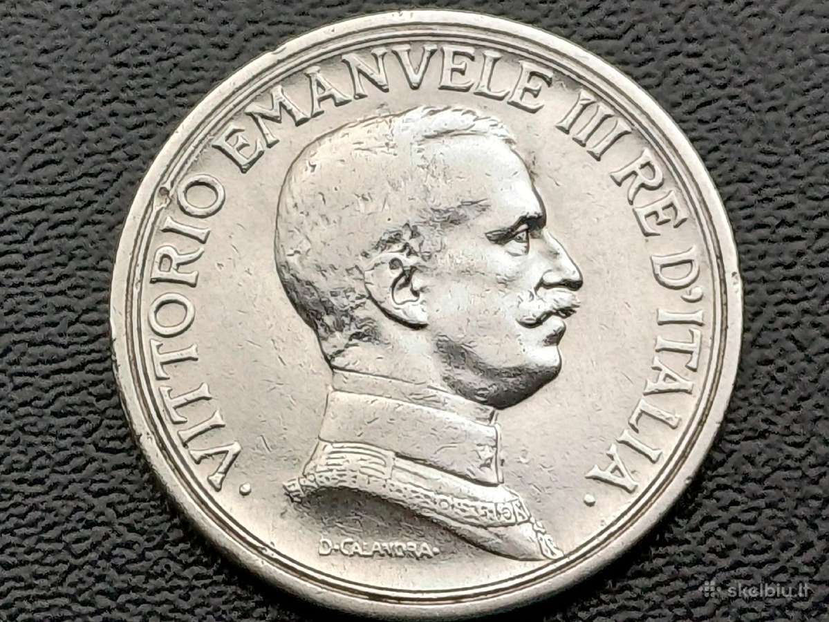 2 liros 1916m. Italija sidabras - nuotraukos Nr. 2