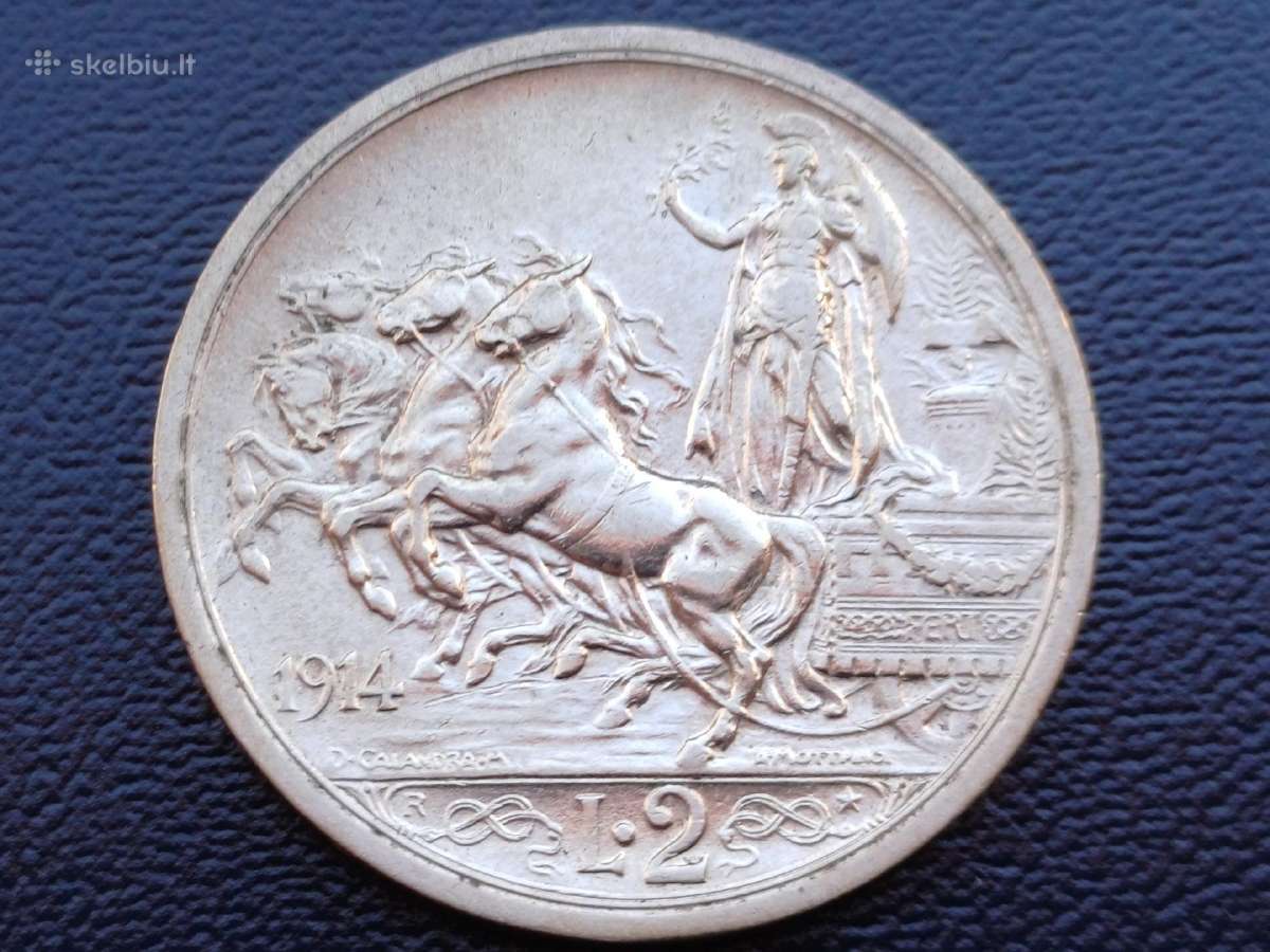 2 liros 1914m. Italija sidabras