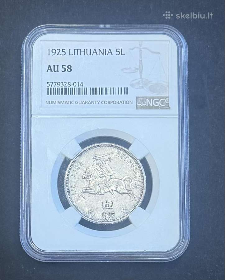 1925 m. 5 litų sidabrinė moneta – Ngc - nuotraukos Nr. 2