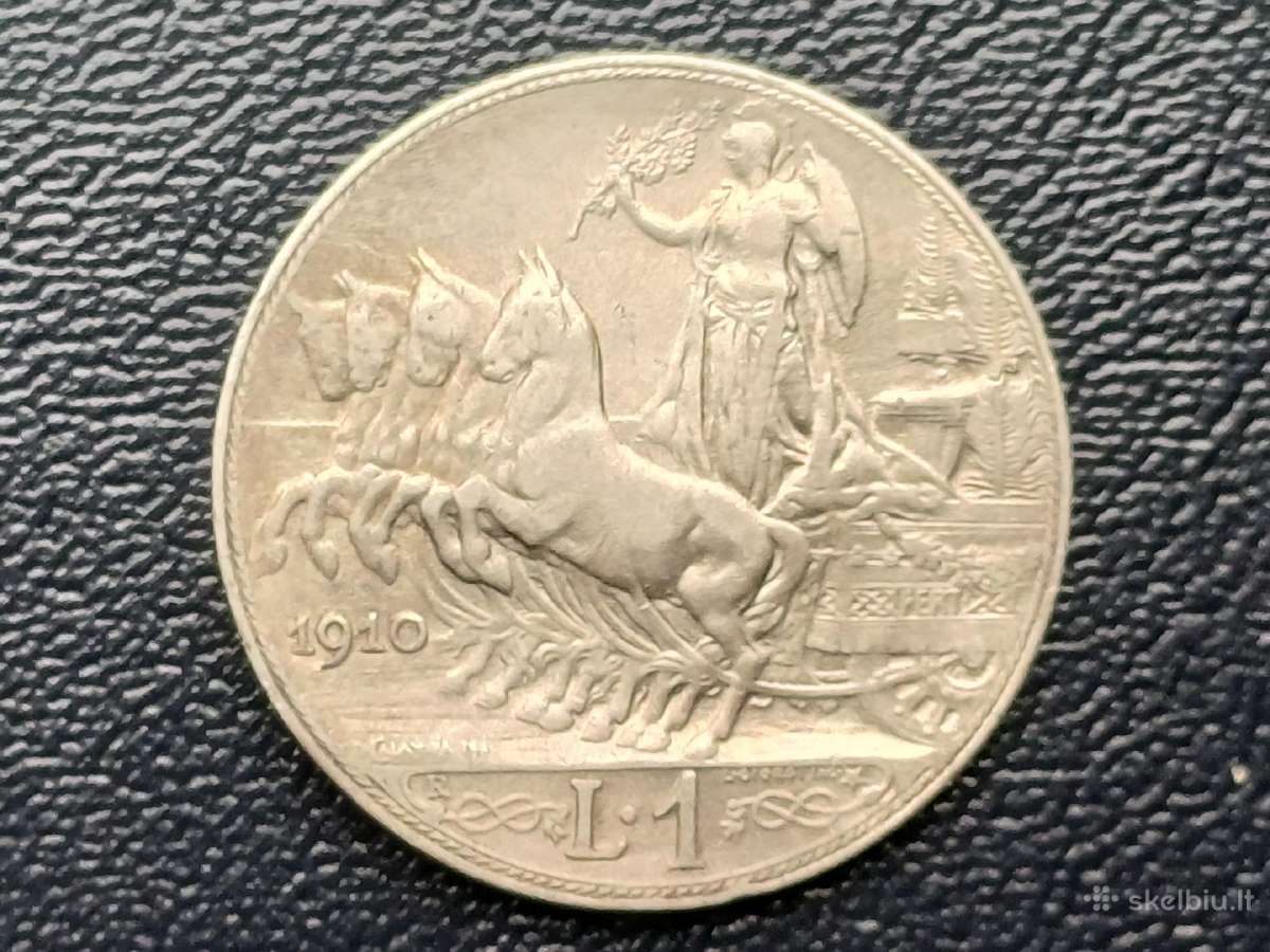 1 lira 1910m. Italija sidabras