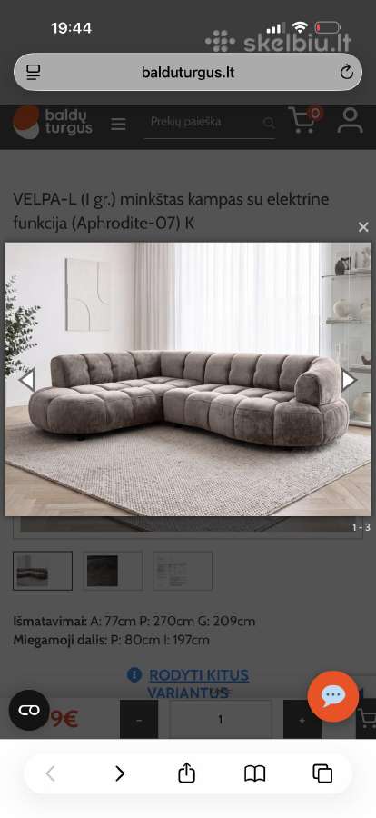 Naujas minkstas kampas/ sofa su elektrine funkcija
