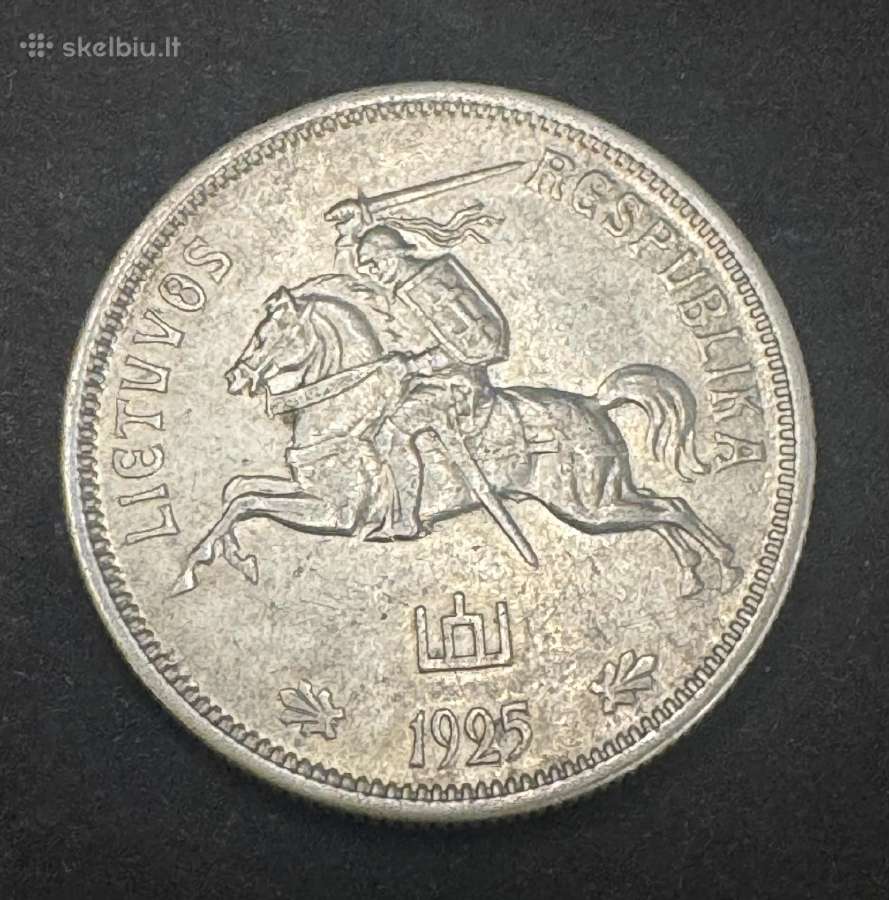1925 m. 5 litų sidabrinė moneta - nuotraukos Nr. 2