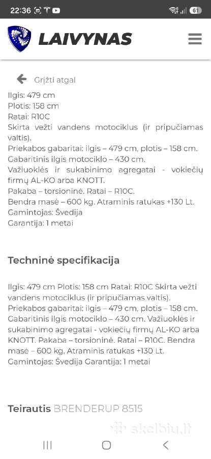 Valtis su priekaba ir tentu - nuotraukos Nr. 12