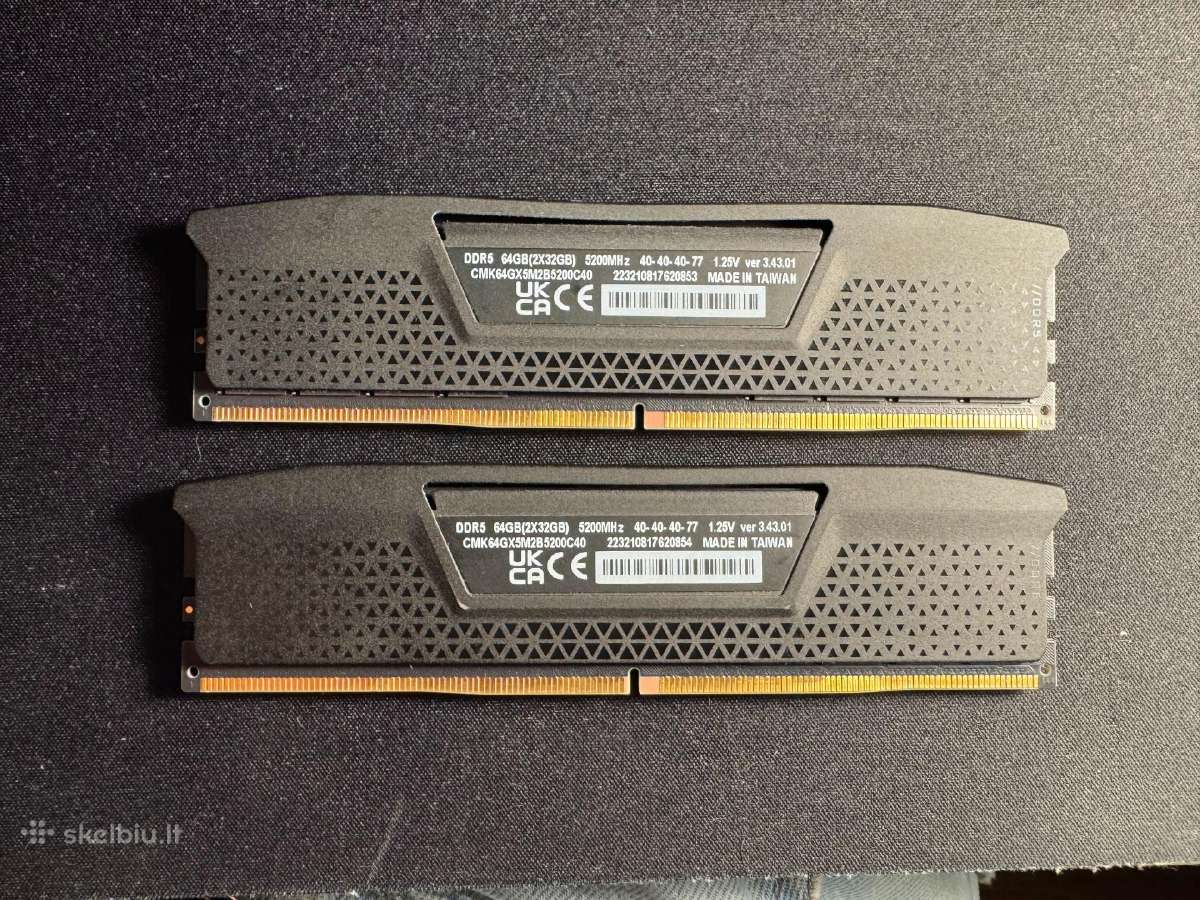 Corsair Vengeance Ddr5 64gb (2x32gb) 5200mhz Cl40 - nuotraukos Nr. 2