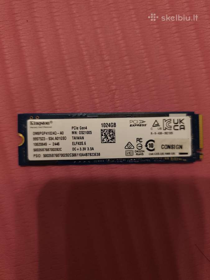 Kietasis diskas Kingston Nvme Gen 4 1 TB SSD