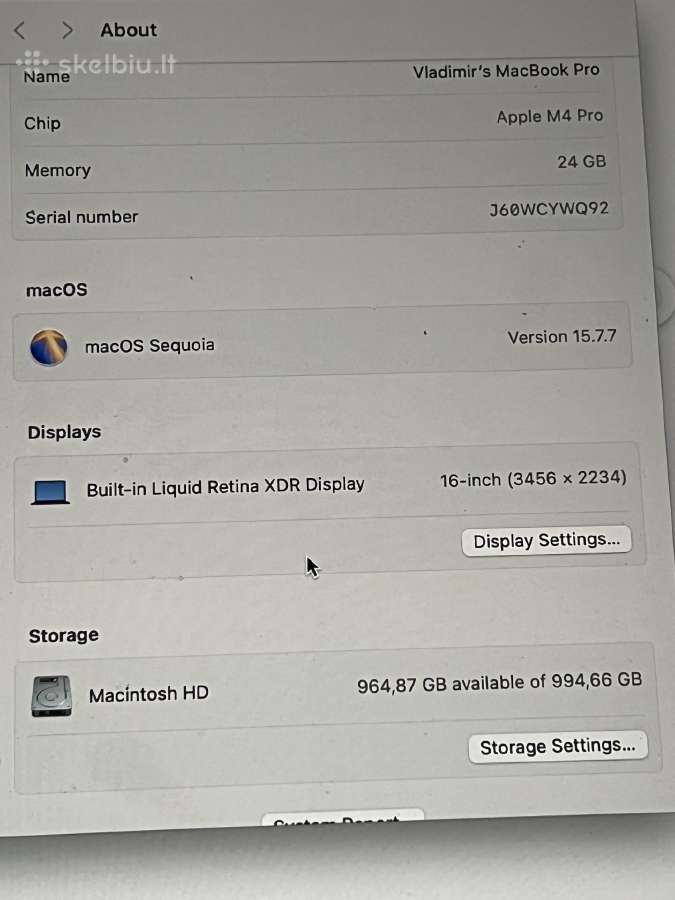 MacBook pro 16 m4 24gb