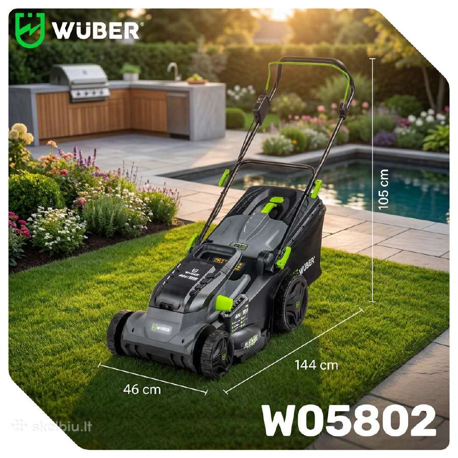 Akumuliatorinė vejapjovė Wuber, 40v, 43cm - nuotraukos Nr. 10