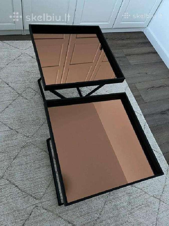 Naktiniai / kavos staliukai su veidrodiniu stiklu