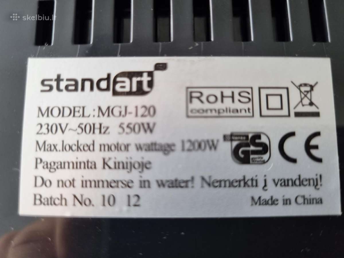 Mėsmalė Standart Mgj-120 550w - nuotraukos Nr. 5