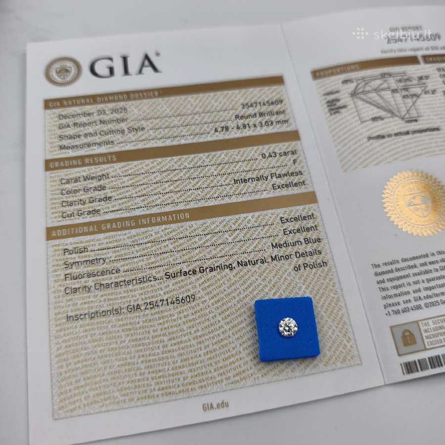 0.43 ct Natūralus Deimantas F / If - nuotraukos Nr. 3