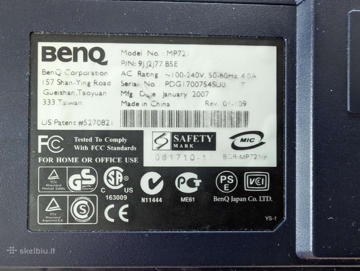 Projektorius Benq Mp721 (Lempa 16h) - nuotraukos Nr. 8
