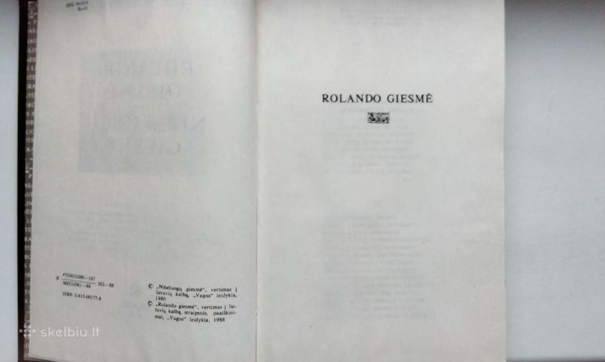 Rolando giesmė. Nibelungų giesmė. 1988 m. leid. - nuotraukos Nr. 2