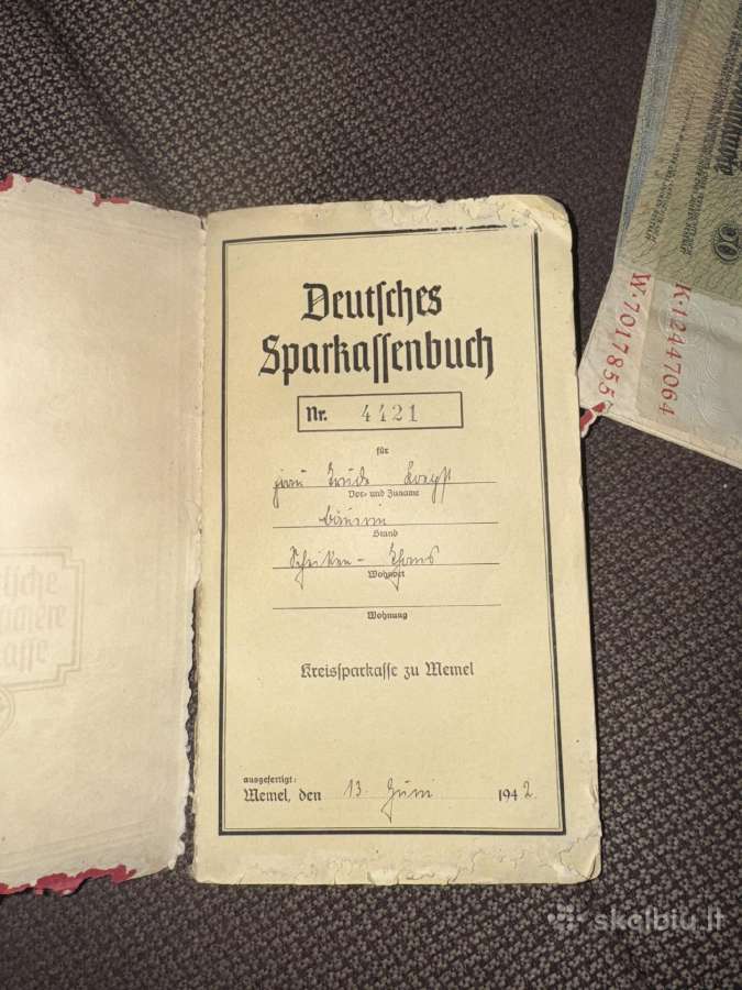 Vokiška Memelio (Klaipėdos) taupomoji knygelė 1942 - nuotraukos Nr. 7