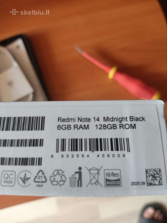 Parduodu visiskai nauja Redmi Notr 14 ,6gb RAM