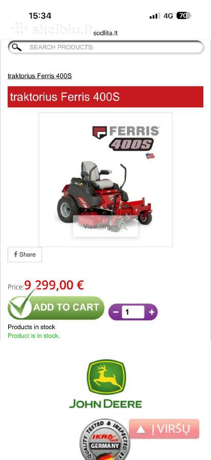 Nulinio apsisukimo sodo traktoriukas Ferris - nuotraukos Nr. 10