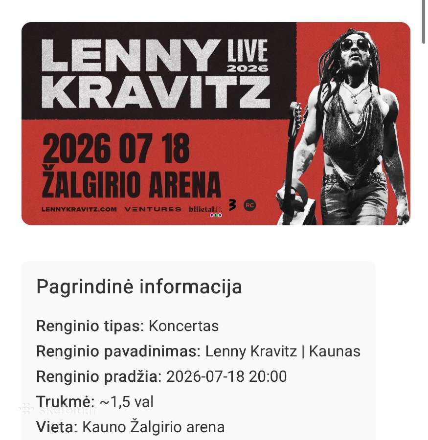 Lenny Kravitz bilietai